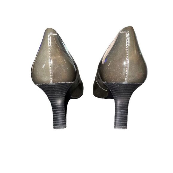 Nine West Green/Black Patterned Leather Square Toe Pump-Iridescence Wmn Sz 10 - Picture 8 of 13